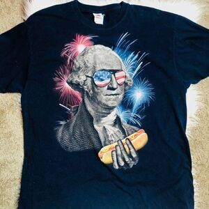 Y2K 2000s 4th of July USA Firework Funny‎ Graphic Novelty Shirt Mens XL